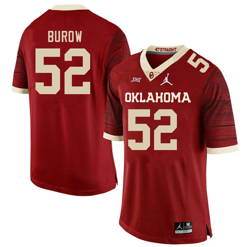 Men #52 Avery Burow Oklahoma Sooners College Football Jerseys Stitched-Retro
